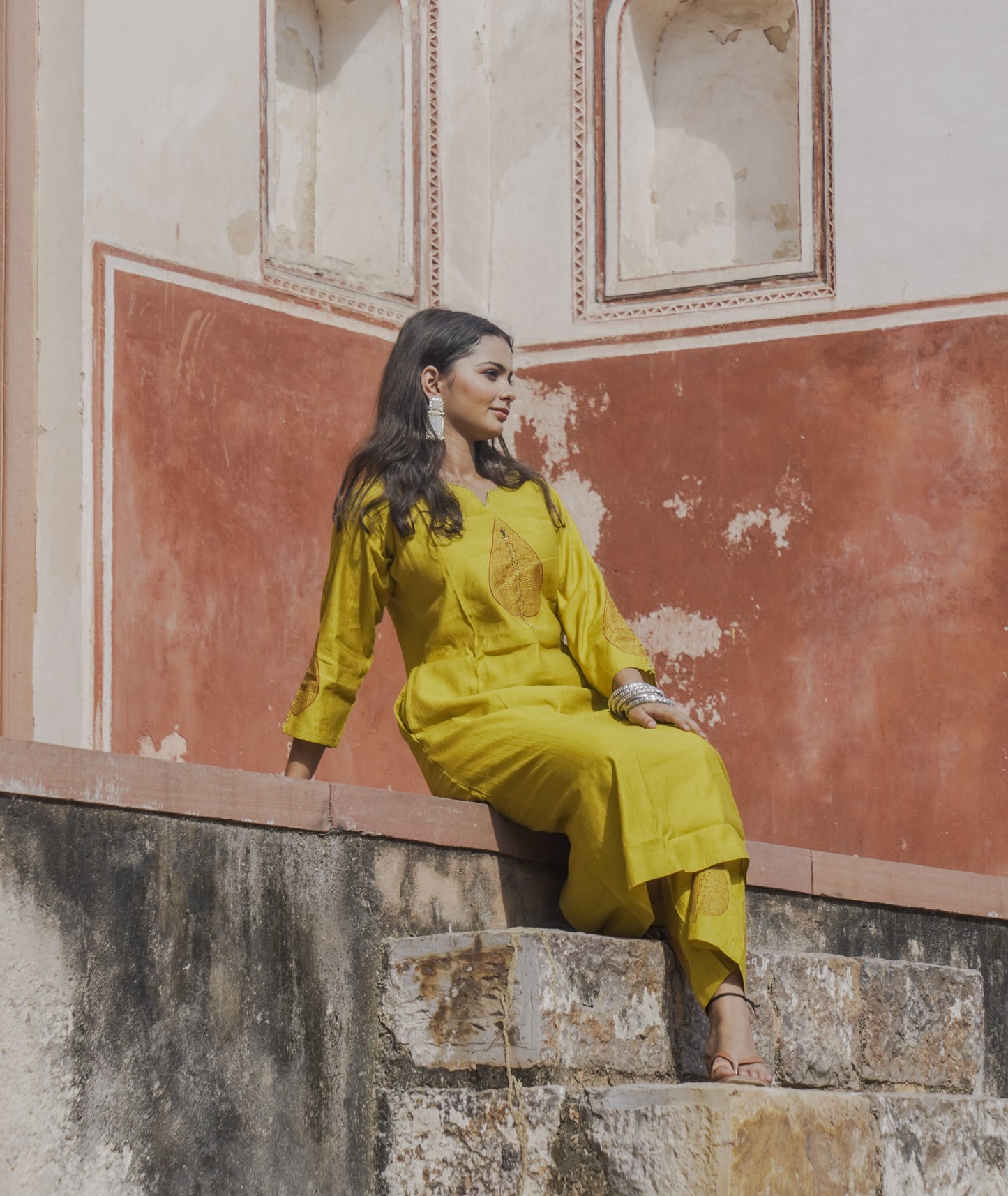 Yellow Cotton kurta with plazzo