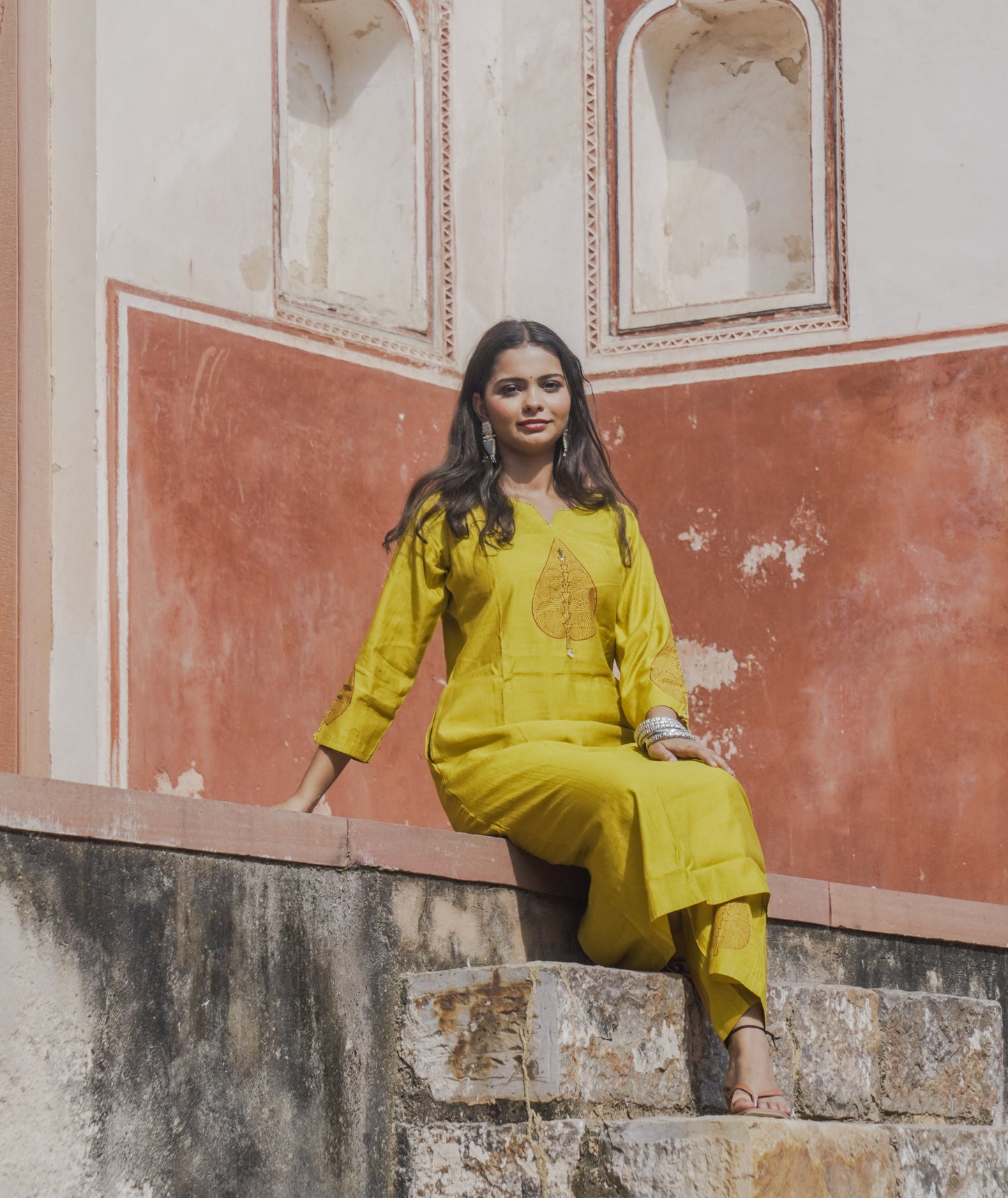 Yellow Cotton kurta with plazzo